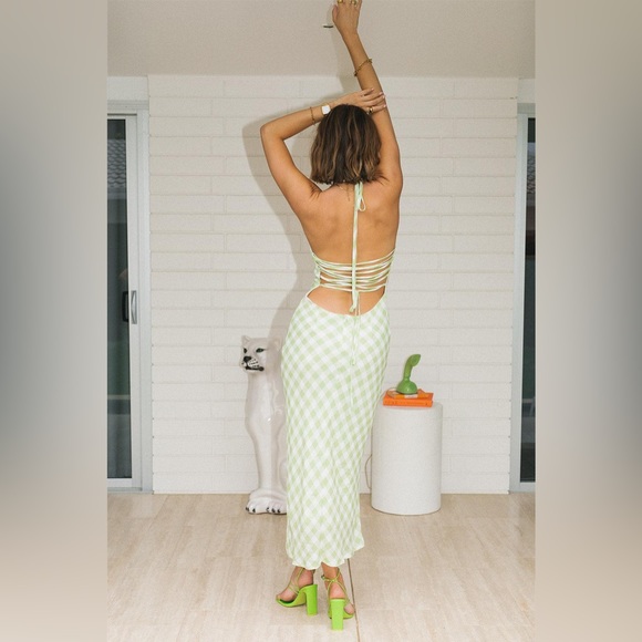 Isabelle Quinn Delilah Midi Dress Gingham Size S/M (US 6 or AU 10) NWT - Picture 4 of 14